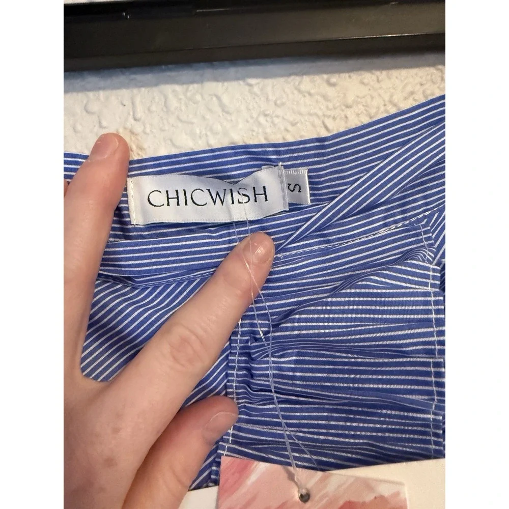 Chicwish Ruffle Tiered Frill Hem Skirt In Blue & White Stripes Size Small NWT